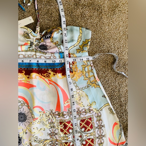 TIMING HALTER SATIN PRINT DRESS - L - Picture 8 of 8